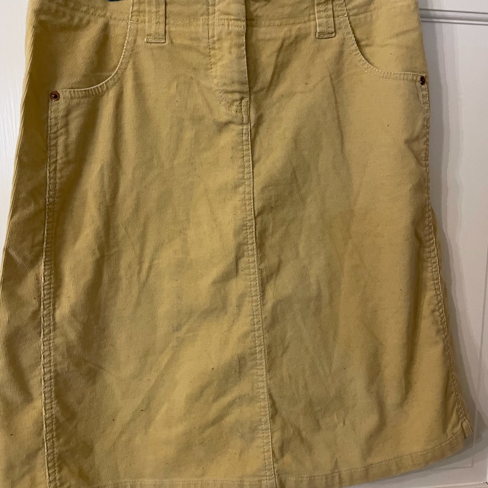 Anthropologie yellow/ gold corduroy skirt